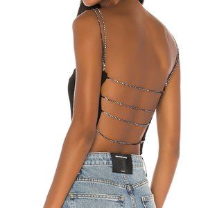 Jezzabelle crop top black with rhinestone straps